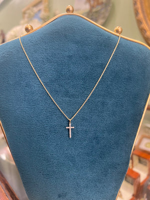 Diamond Cross Necklace in 9ct Yellow Gold - Small
