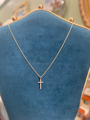 Diamond Cross Necklace in 9ct Yellow Gold - Small