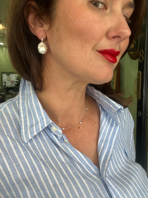 Baroque Pearl Swan Hook Earrings in 9ct White Gold