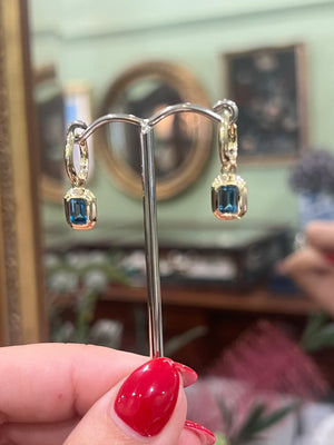 London Blue Topaz Earrings in 9ct Yellow Gold