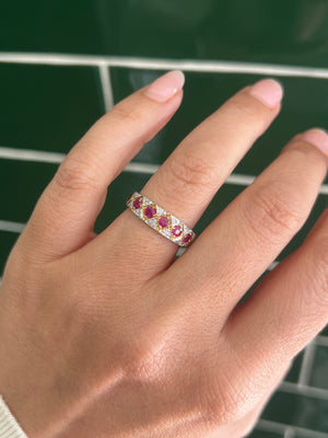 Ruby and Diamond Ring in 9ct Yellow and White Gold