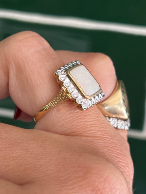 Opal and Diamond Ring in 9ct Yellow Gold