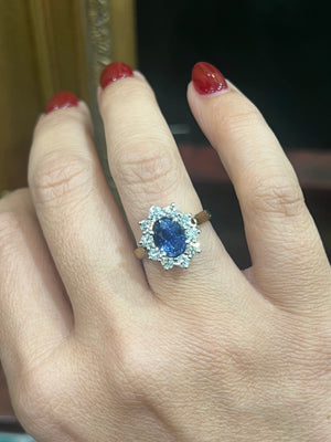 Ceylon Sapphire and Diamond Ring in 18ct Yellow Gold