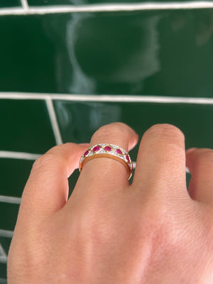 Ruby and Diamond Ring in 9ct Yellow and White Gold