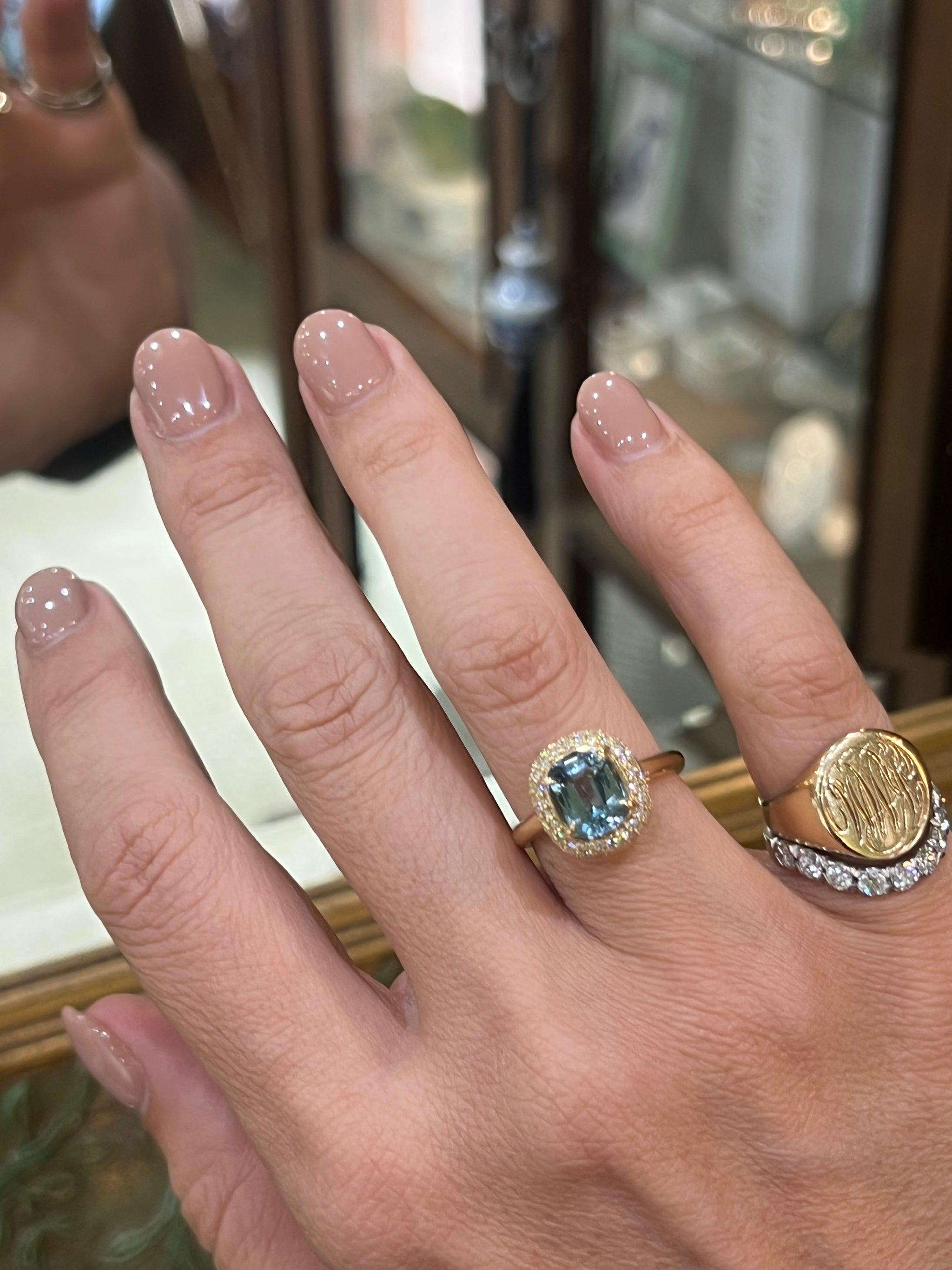 Aquamarine and Diamond Ring in 18ct Yellow Gold