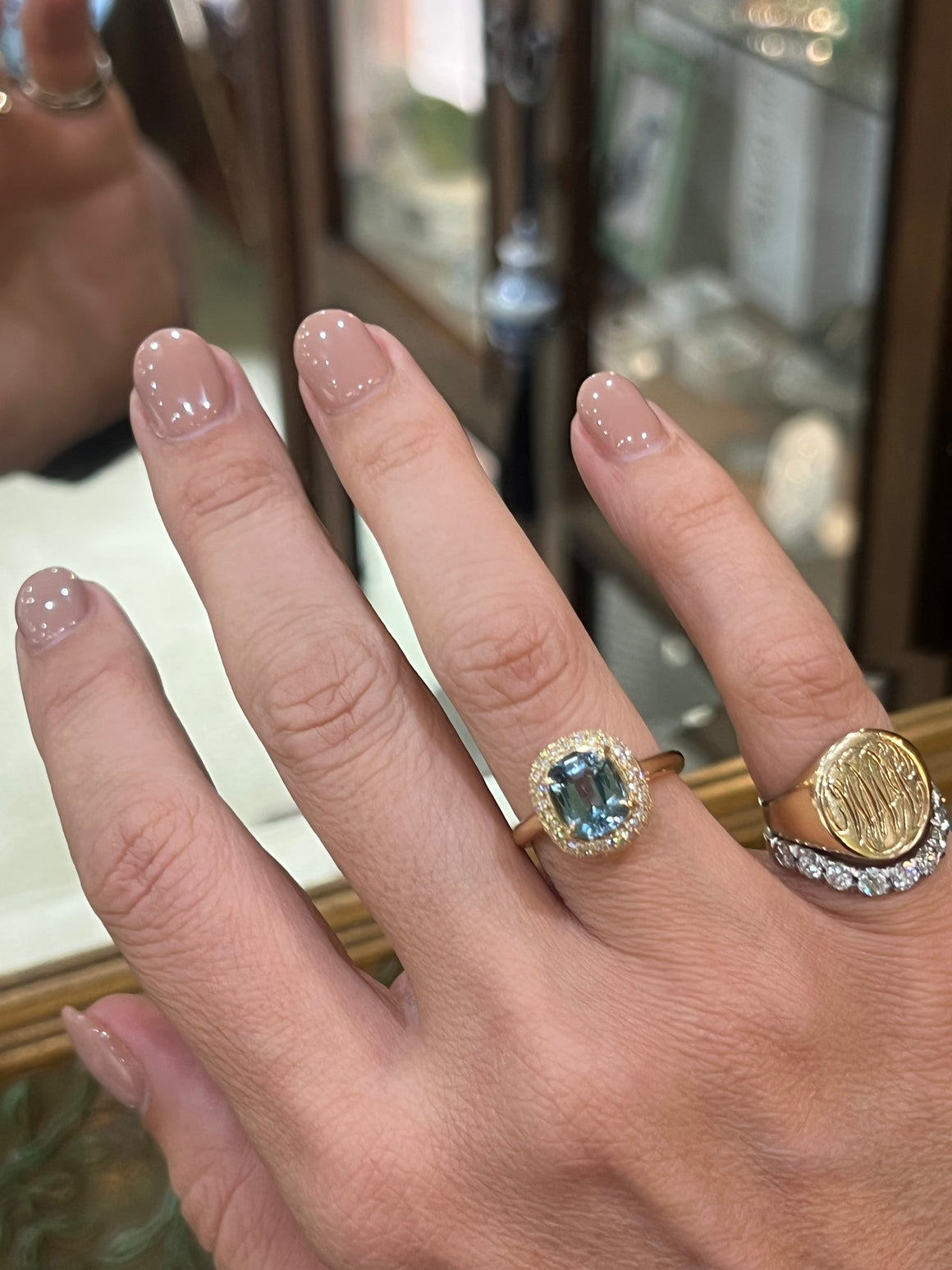 Aquamarine and Diamond Ring in 18ct Yellow Gold