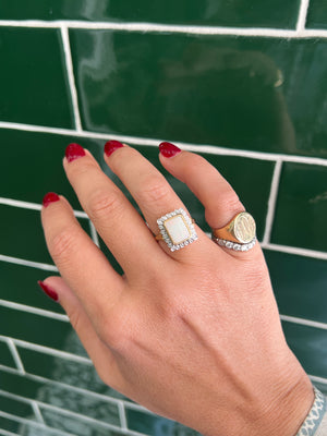 Opal and Diamond Ring in 9ct Yellow Gold