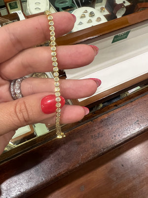 Diamond Bezel Set Tennis Bracelet in 18ct Yellow Gold