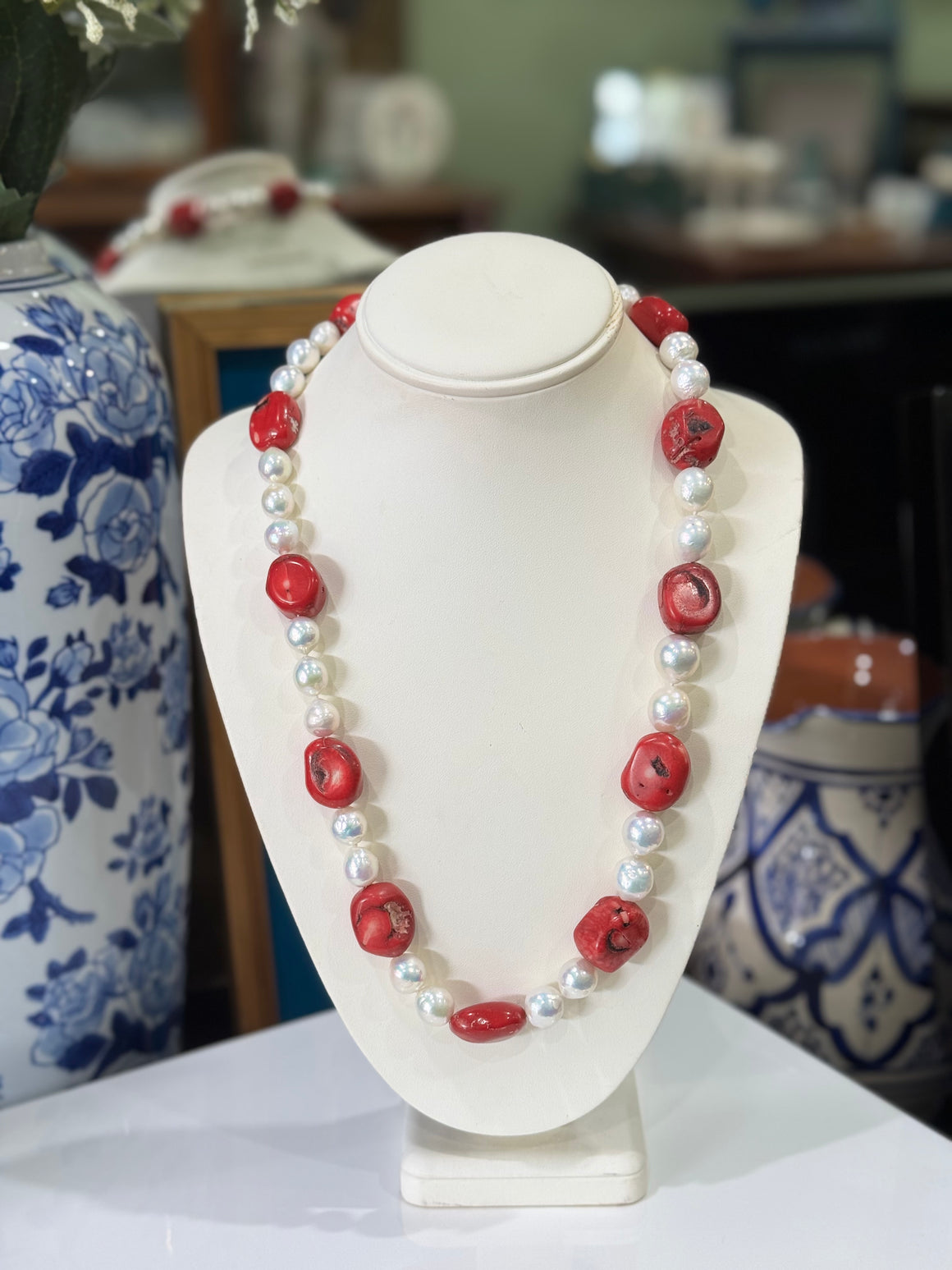 South Sea Pearl and Coral Necklace