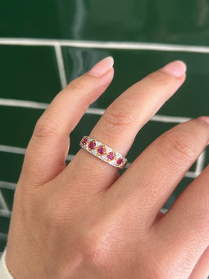 Ruby and Diamond Ring in 9ct Yellow and White Gold