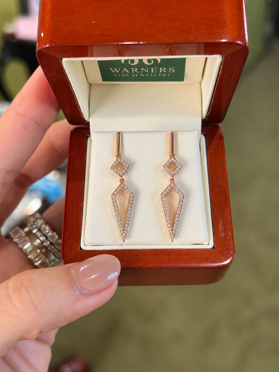 Rose Gold & Diamond Drop Earrings