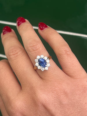 Ceylon Sapphire and Diamond Ring in 18ct Yellow Gold