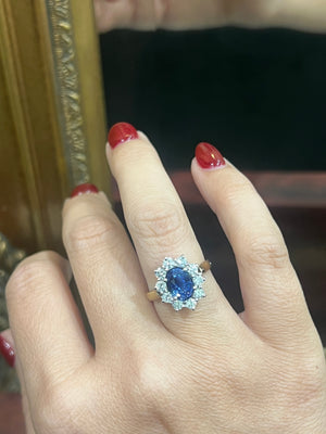 Ceylon Sapphire and Diamond Ring in 18ct Yellow Gold