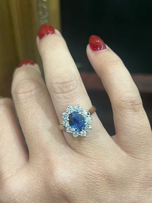 Ceylon Sapphire and Diamond Ring in 18ct Yellow Gold