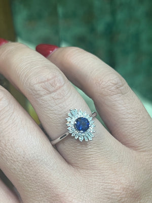 Ceylon Sapphire and Diamond Ring in 18ct White Gold