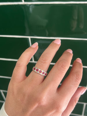 Ruby and Diamond Ring in 9ct Yellow and White Gold