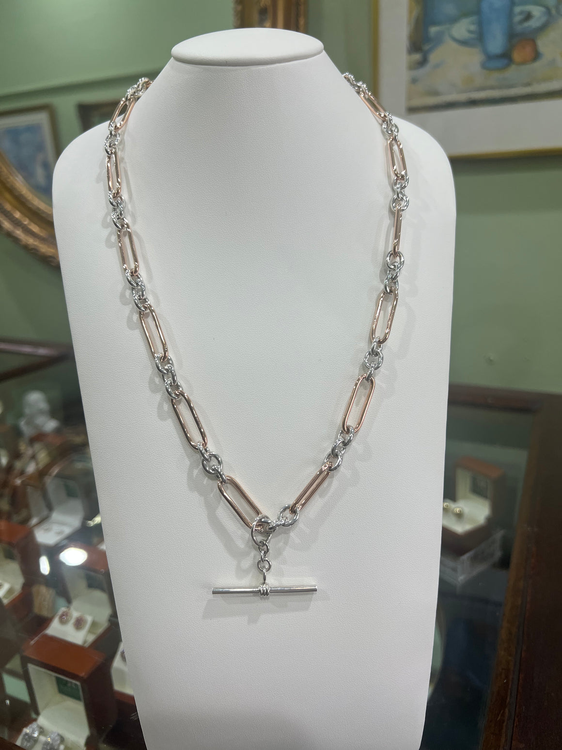 Fob Chain in Rose Gold and Sterling Silver
