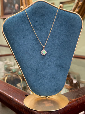 Opal and Diamond Pendant in 9ct Yellow Gold