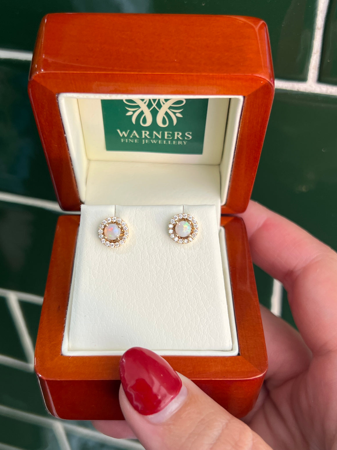 Opal and Diamond Earrings in 18ct Yellow Gold