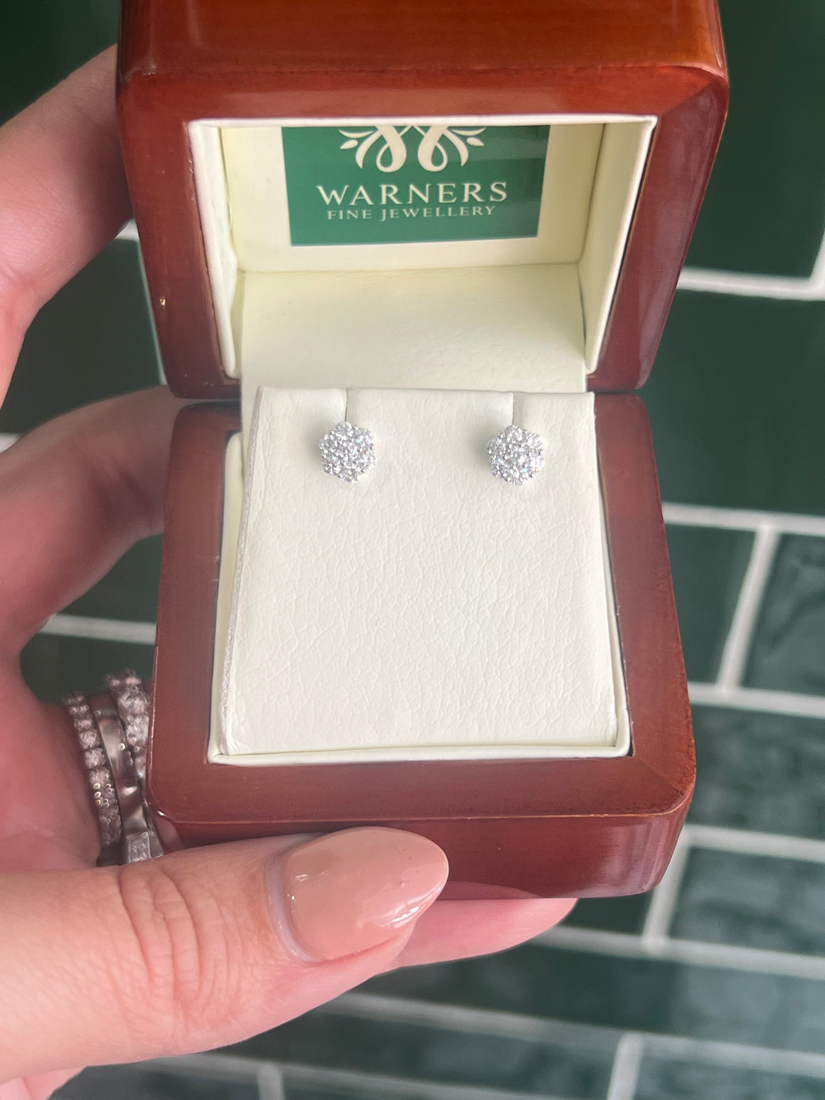 Diamond Daisy Stud Earrings in 18ct White Gold - 0.50ct