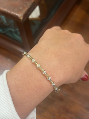 Diamond Bamboo Bangle in 9ct Yellow Gold