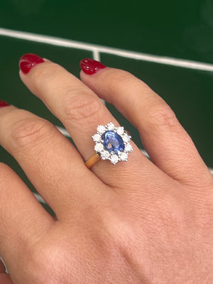 Ceylon Sapphire and Diamond Ring in 18ct Yellow Gold