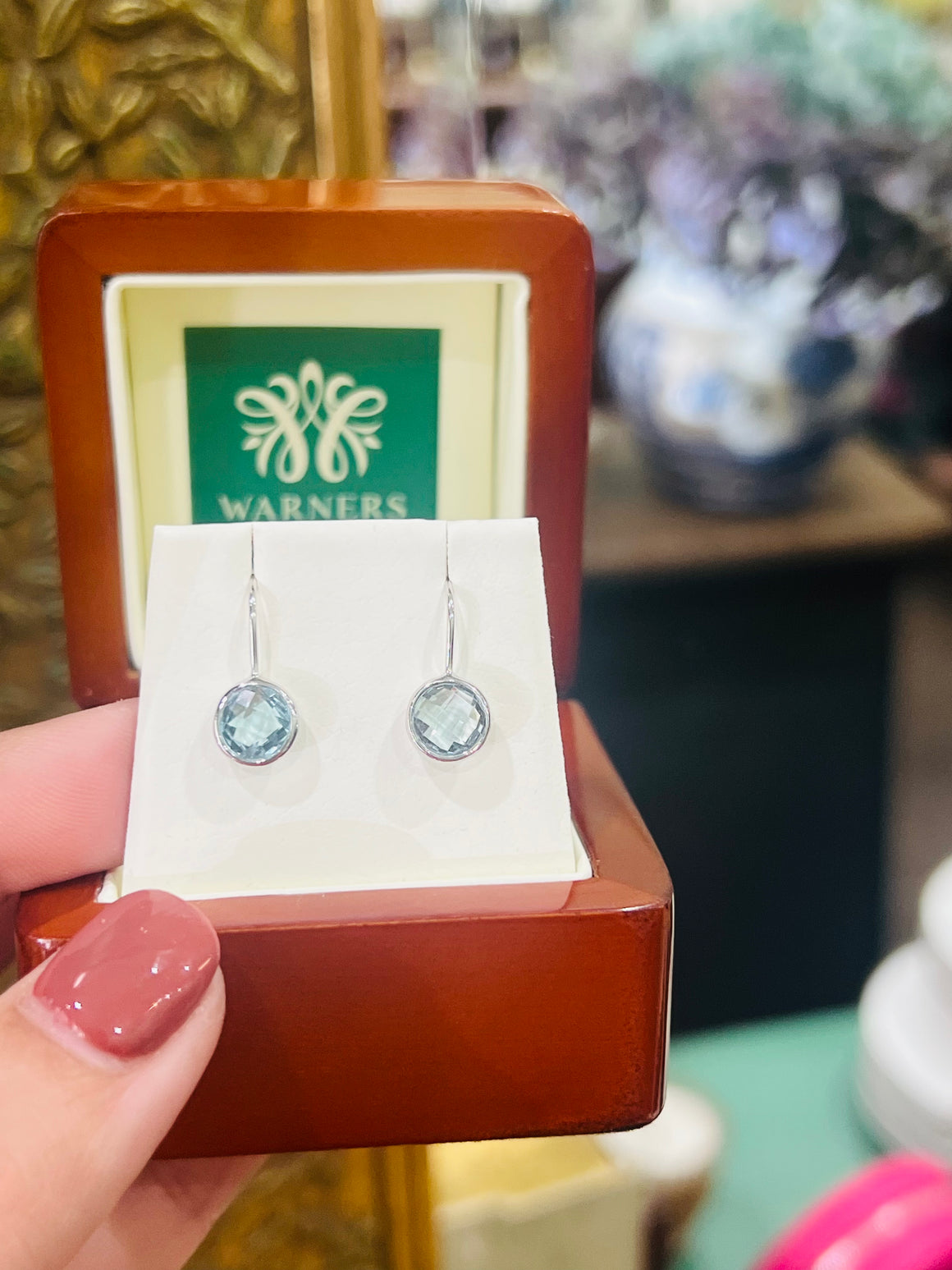 Sky Blue Topaz Earrings in 9ct White Gold
