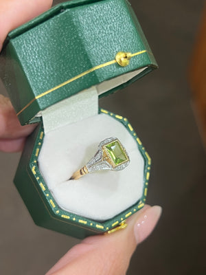 Peridot and Diamond Ring in 9ct Yellow Gold