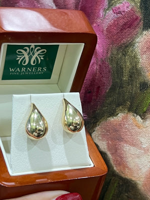 Gold Drop Studs - Yellow Gold Medium
