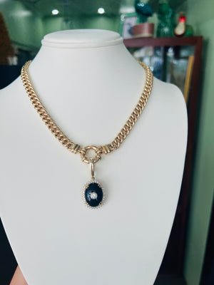 Onyx and Diamond Enhancer in 9ct Yellow Gold