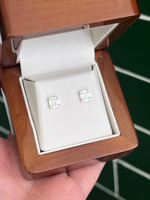 Baguette Diamond Studs in 18ct white gold