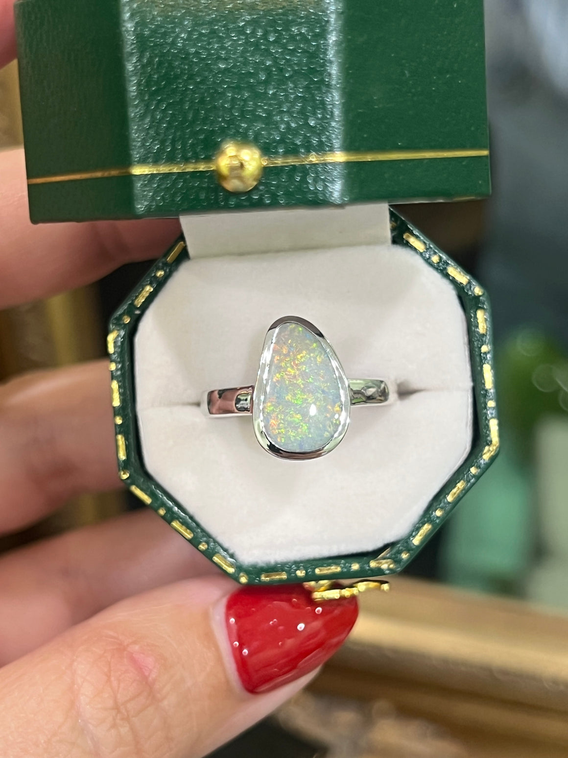 Opal Ring in 9ct White Gold