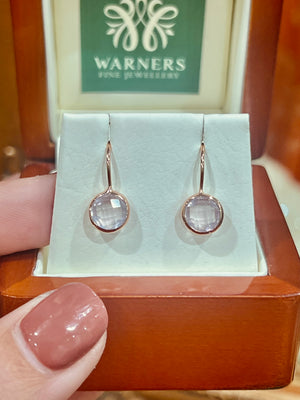 Rose Quartz Earrings in 9ct Rose Gold
