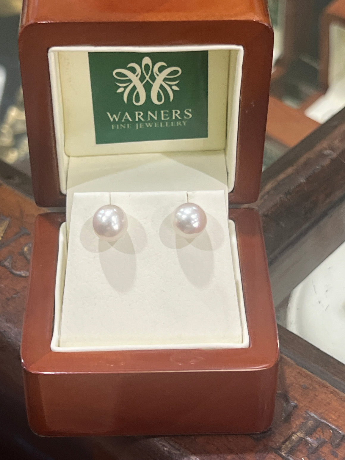 Round Pearl Studs - 8mm - Yellow Gold