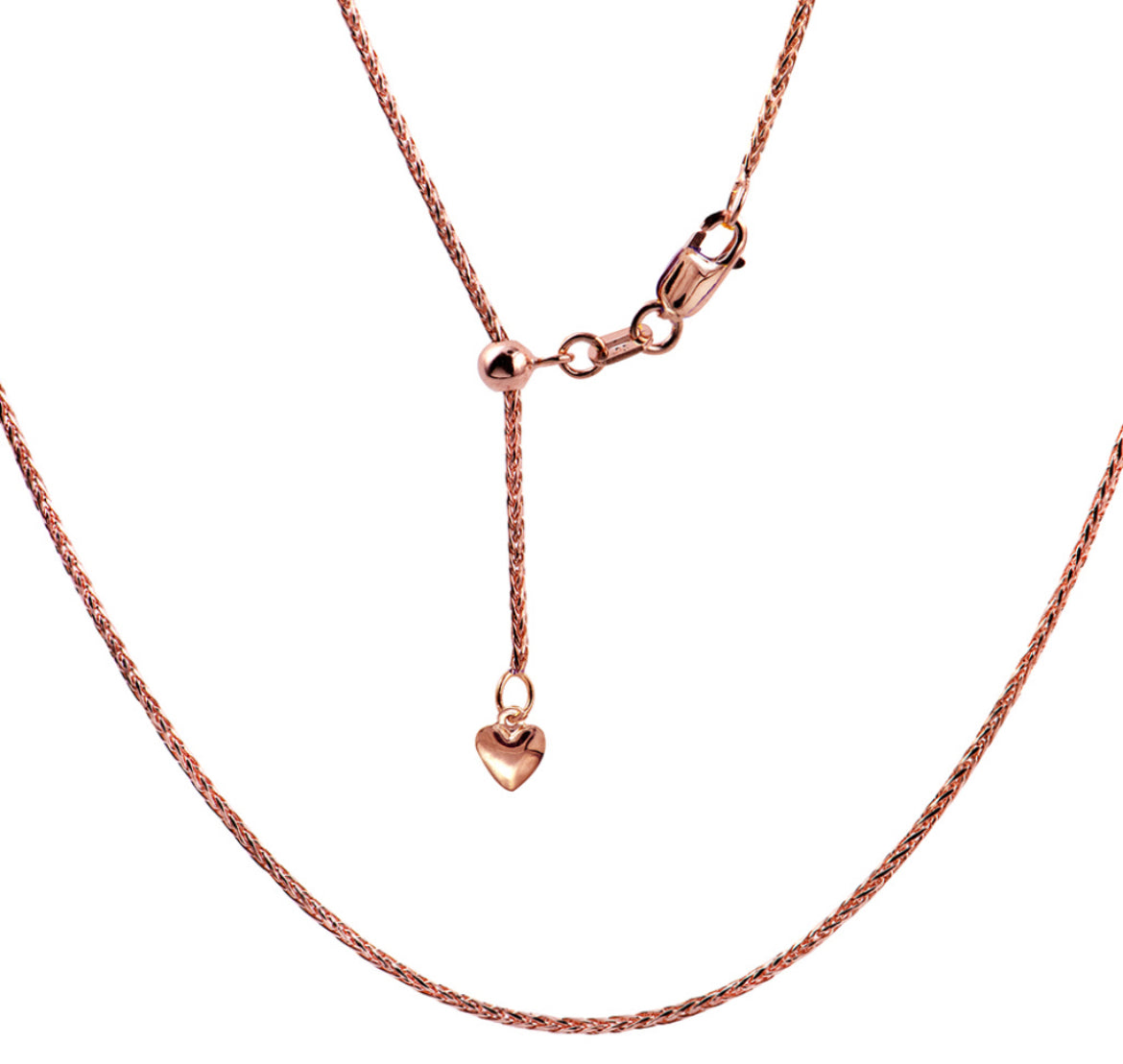 Italian Slider Wheat Chain in Rose Gold