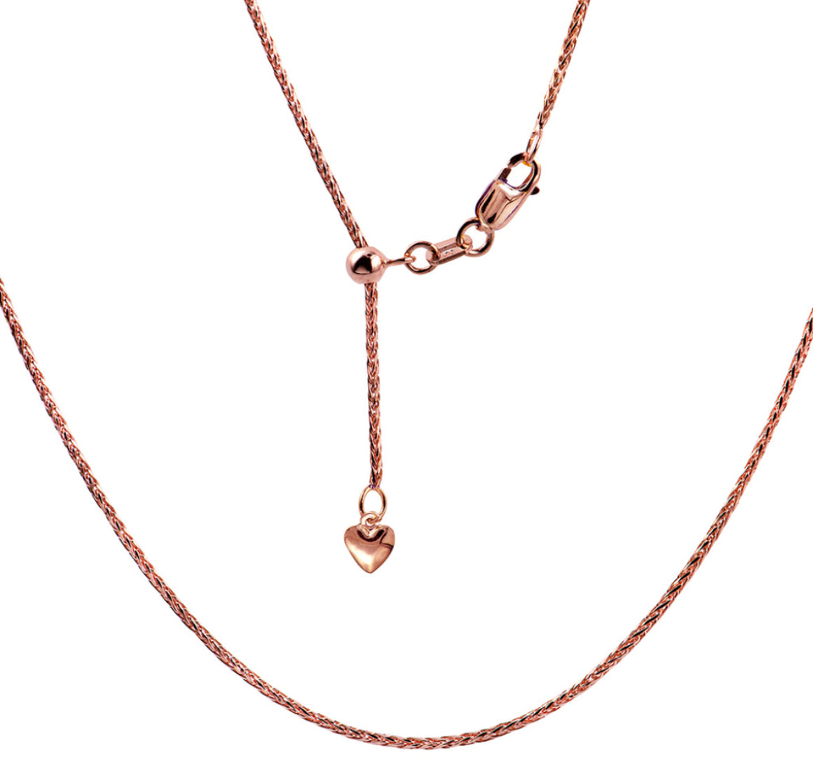 Italian Slider Wheat Chain in Rose Gold