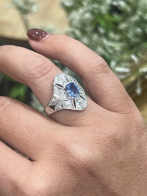 Ceylon Sapphire and Diamond Ring in 18ct White Gold