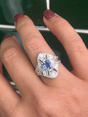 Ceylon Sapphire and Diamond Ring in 18ct White Gold