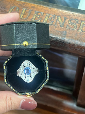 Ceylon Sapphire and Diamond Ring in 18ct White Gold