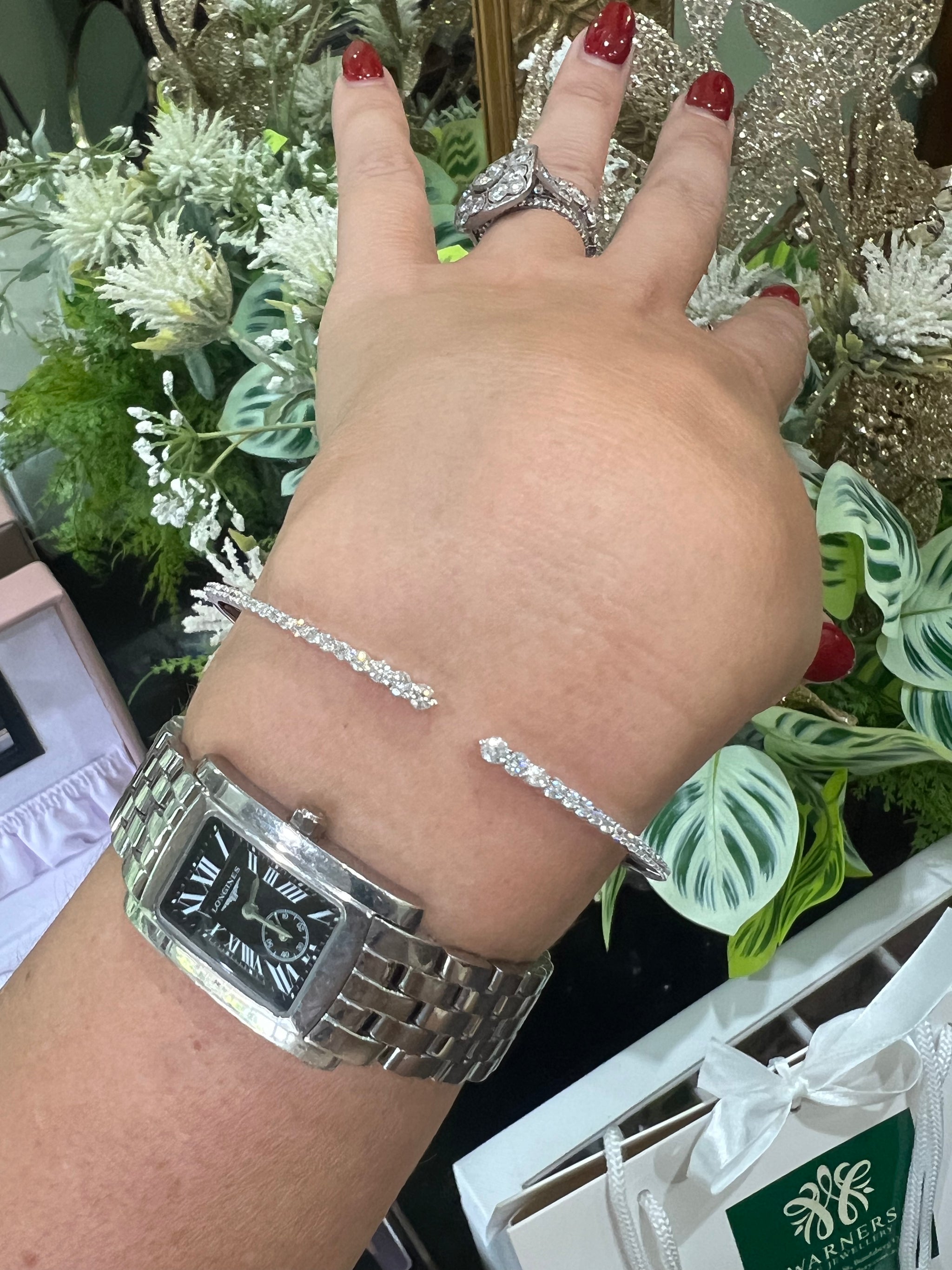 Diamond Bangle in 9ct White Gold