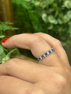 Sapphire and Diamond Ring in 9ct White Gold
