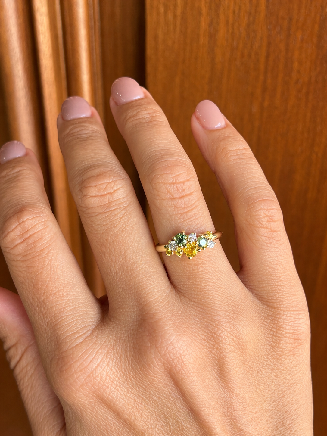 Yellow, Parti Sapphire and Diamond Ring in 9ct Yellow Gold