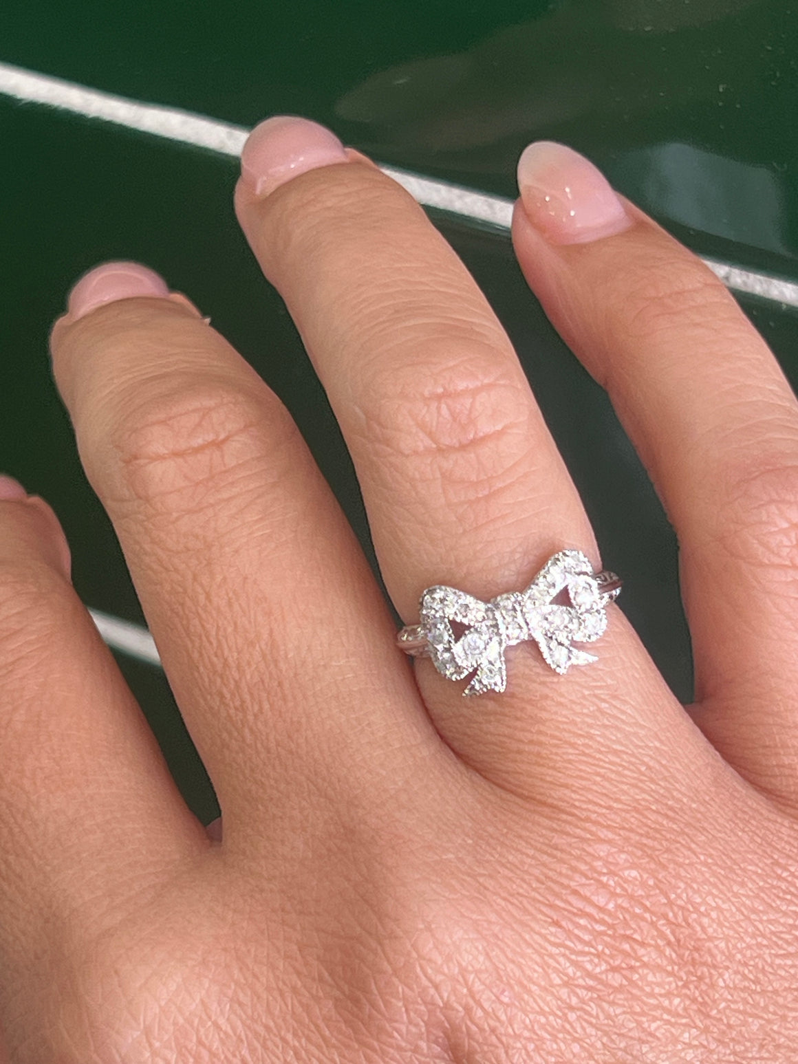 Diamond Bow Ring in 9ct White Gold