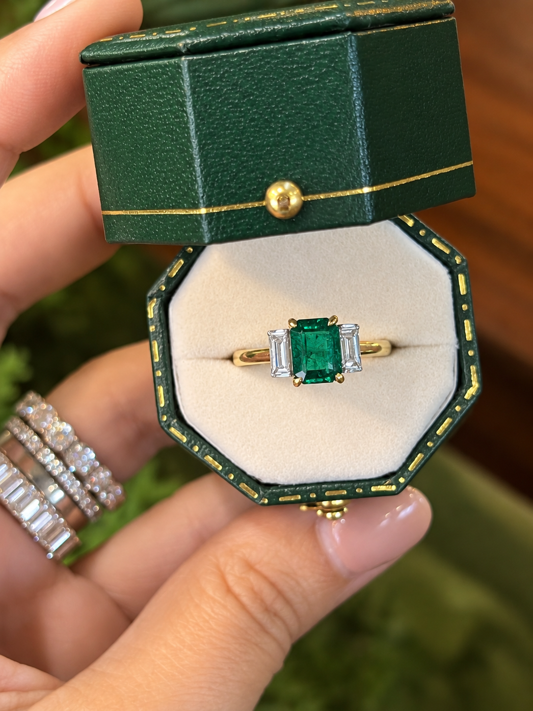 Emerald and Diamond Ring in 18ct Gold