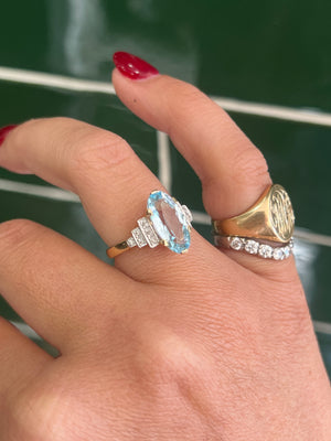 Topaz and Diamond Ring in 9ct Yellow