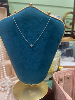 Solitaire Diamond Necklace in 18ct White Gold - Round 0.41ct