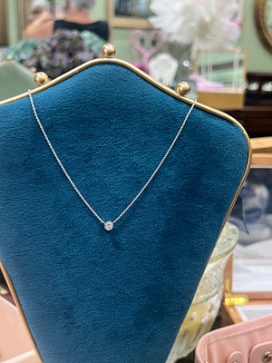 Solitaire Diamond Necklace in 18ct White Gold - Round 0.41ct