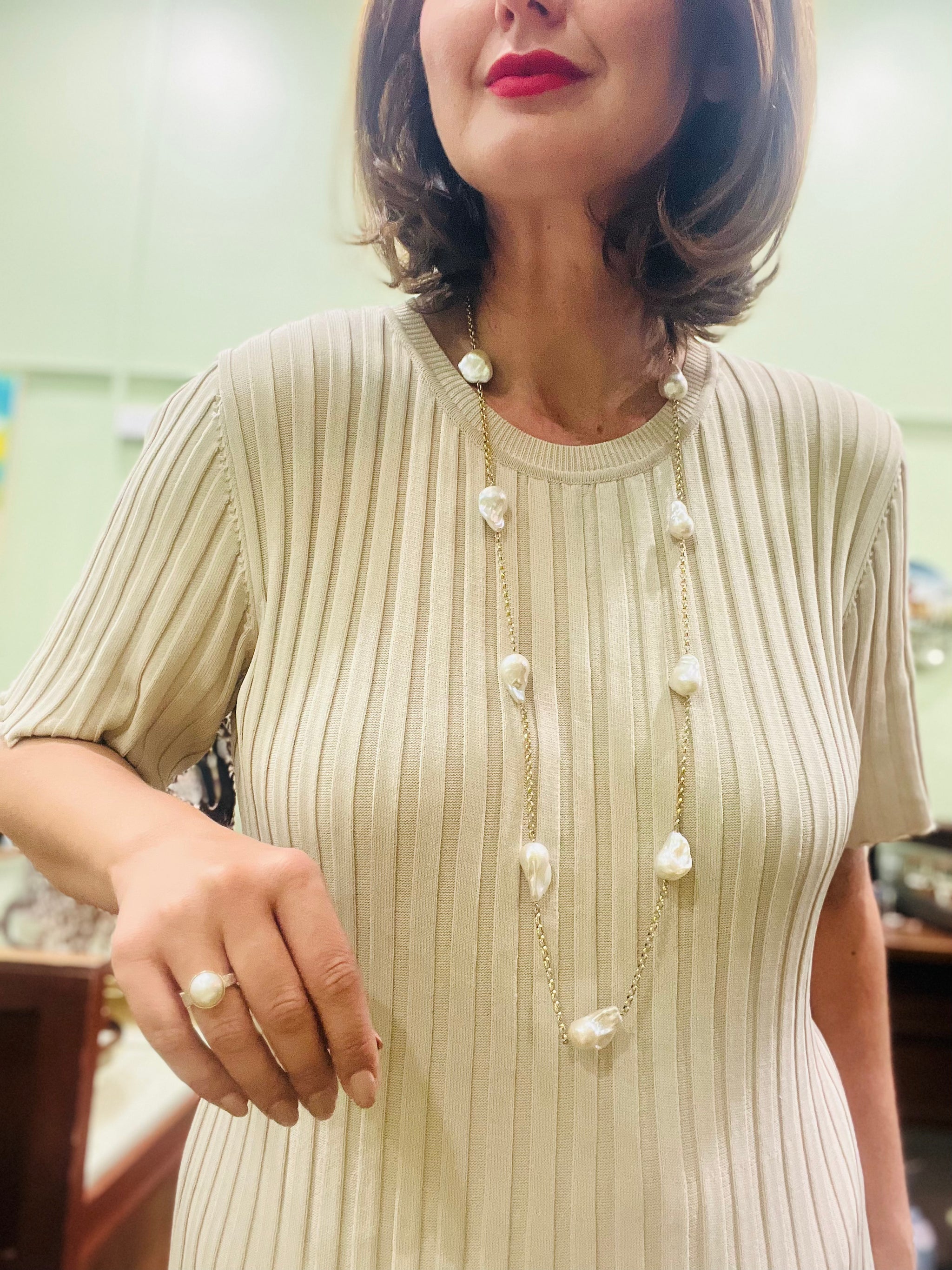 Baroque Pearl Necklace in 9ct yellow gold Warners Fine Jewellery