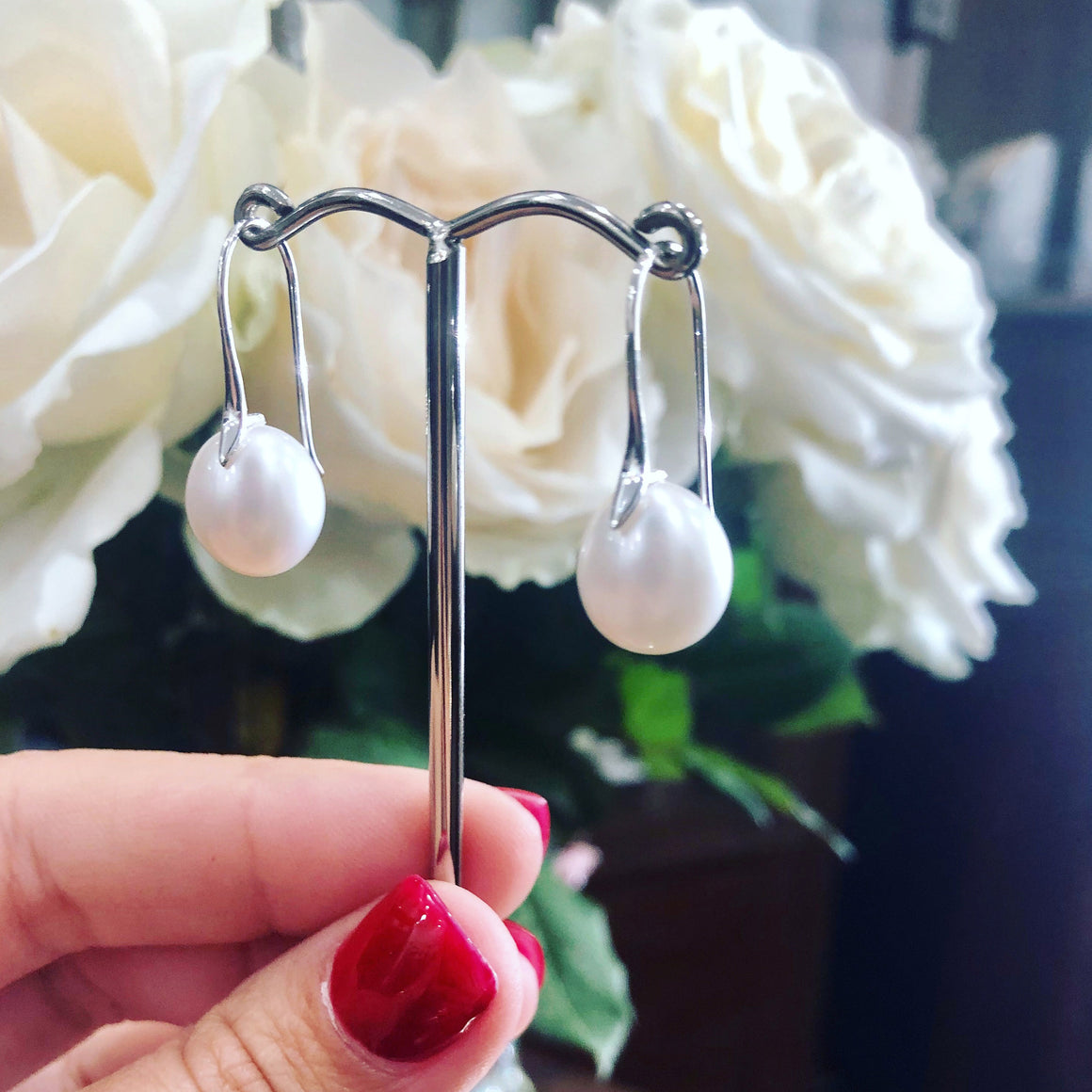 Pearl shepherd hooks in Sterling Silver