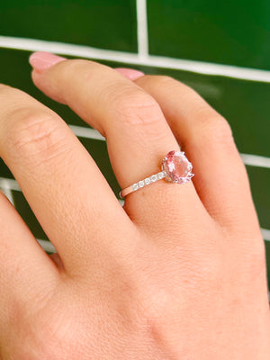 Morganite and Diamond Ring in 18ct White Gold